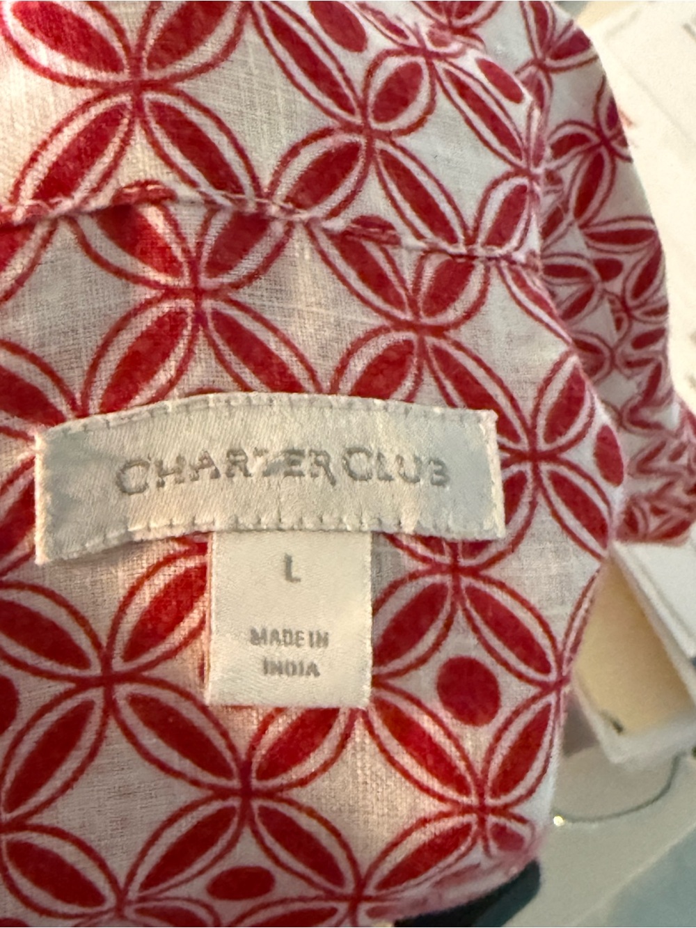 Printed Button-Up Shirt - red Geometric Pattern - Picture 2 of 5